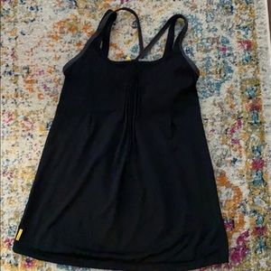 Black workout tank top with built in bra